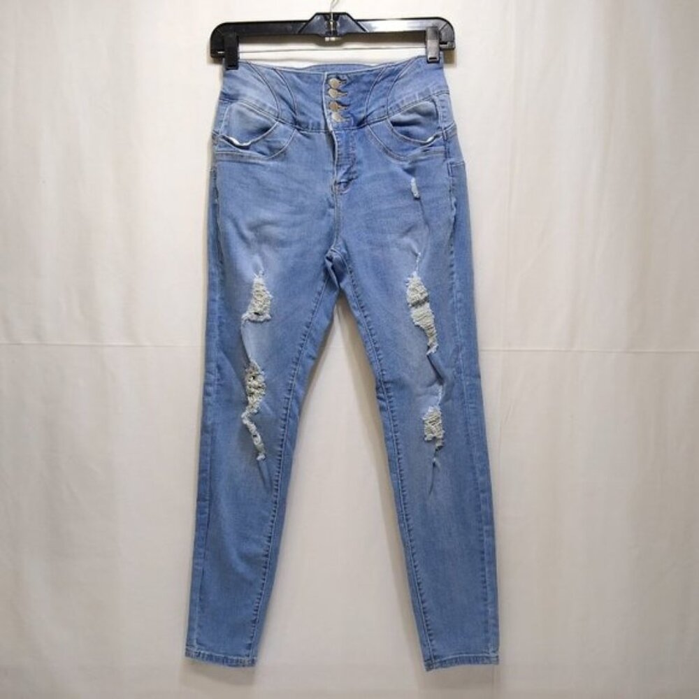 Wax Jean "Butt I Love You!" Distressed Skinny Jeans Size 5/27 Style 90190 24x27
